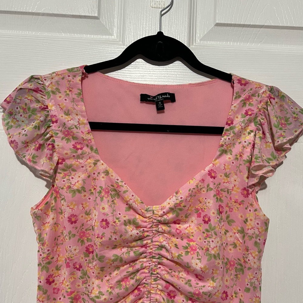 💗 Mixed Threads by Los Angeles - Woman’s Floral‎ Cropped Blouse - Picture 2 of 7